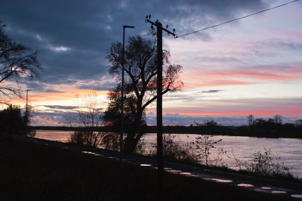 Sunset at river Odra